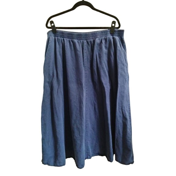 Jessica London Plus Size Skirt 28W Elastic Waist Blue Long Length - Picture 3 of 7